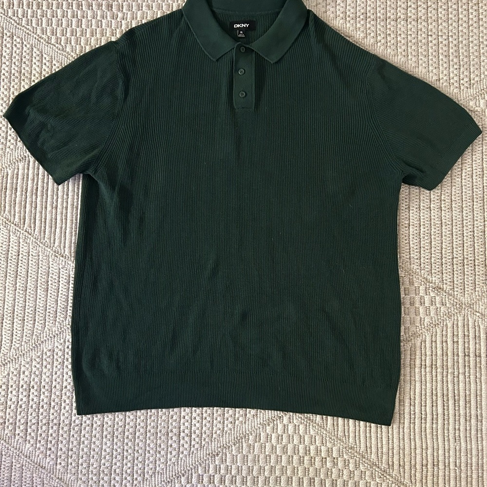 DKNY Men's Deep Green Knit Polo Shirt